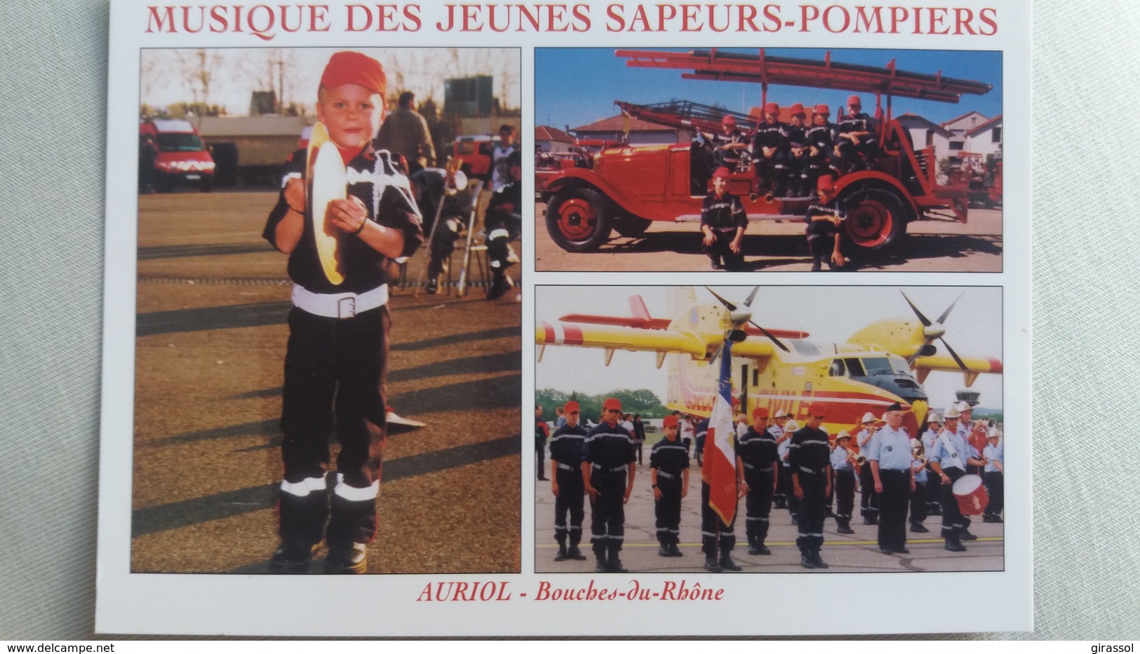 CPM AURIOL 13 MUSIQUE DES JEUNES SAPEURS POMPIERS ZAC DU PUJOL SALLE LUCIENNE MARTIN ENFANT VEHICULE CANADAIR - Auriol