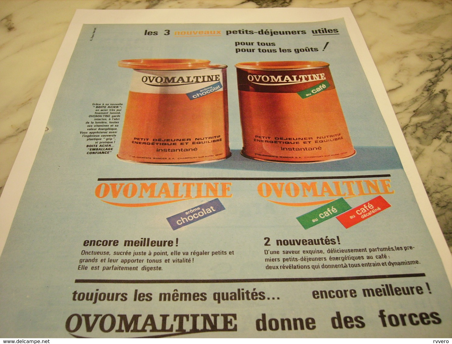 ANCIENNE  PUBLICITE NOUVEAU OVOMALTINE 1963 - Advertising