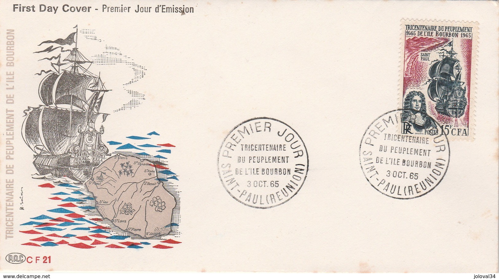 REUNION FDC Yvert 365 Peuplement Ile Bourbon - Cachet   St Paul 1965 - Illustration 3 - Covers & Documents