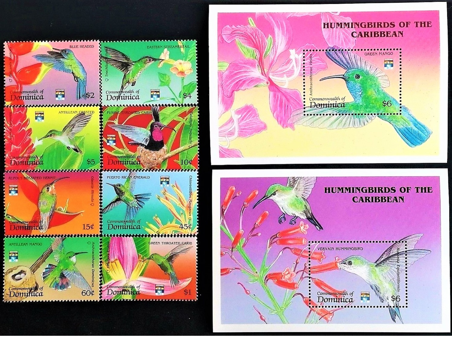 # Dominica 1992**Mi.1532-41 Hummingbirds , MNH [13;217] - Colibris