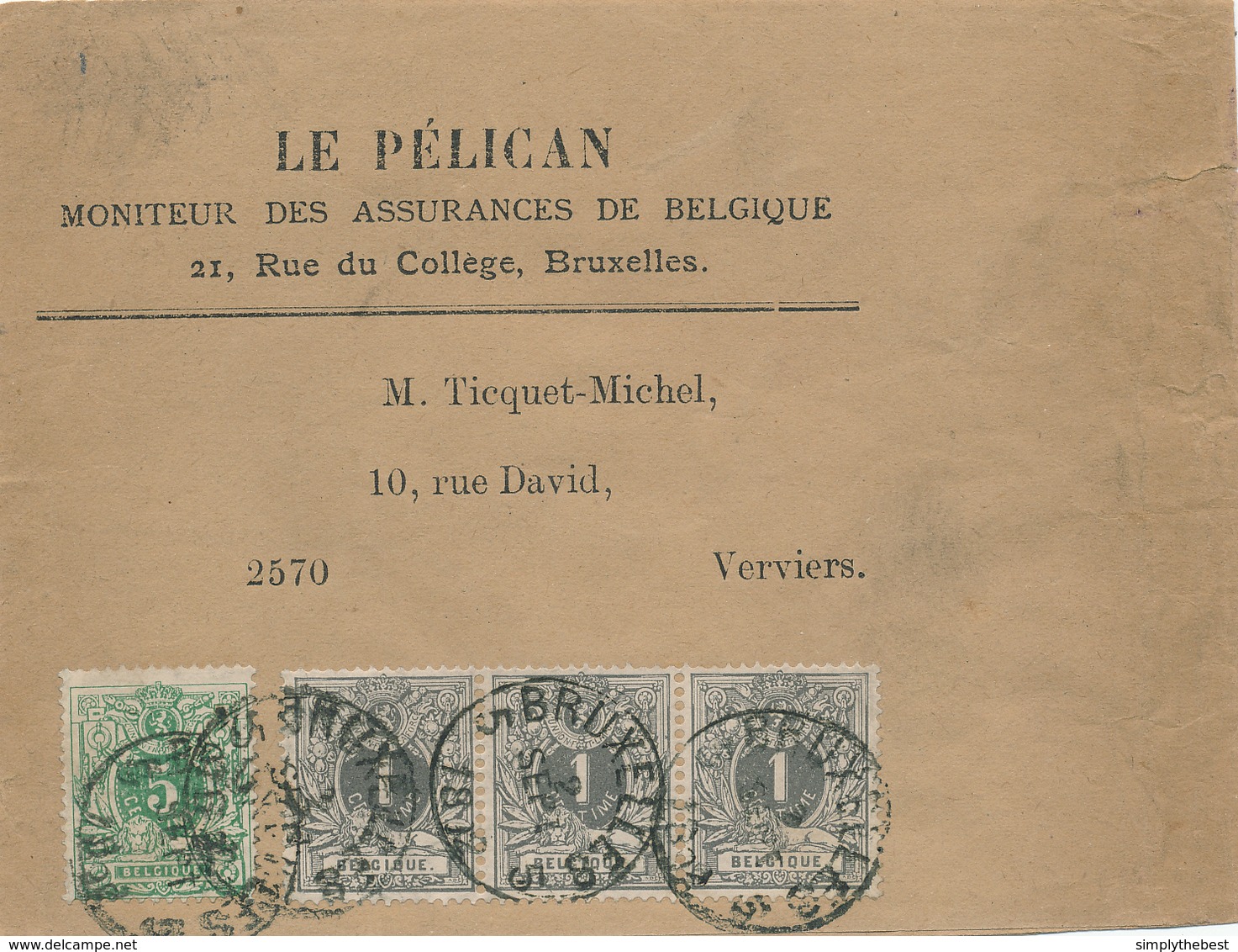 358/29 - IMPRIME Bande De Journal Complète TP Lion Couché 5 C + 3 X 1 C BRUXELLES 1892 - TARIF RARE à 8 C. - 1869-1888 Liggende Leeuw