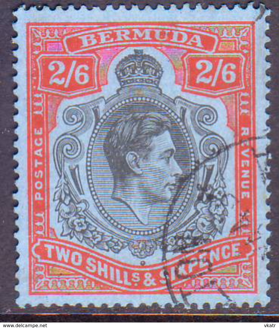 BERMUDA 1938 SG #117 2sh6d Perf.14 Used CV £14.00 Black And Red/grey-blue (chalk-surfaced Paper) - Bermudas