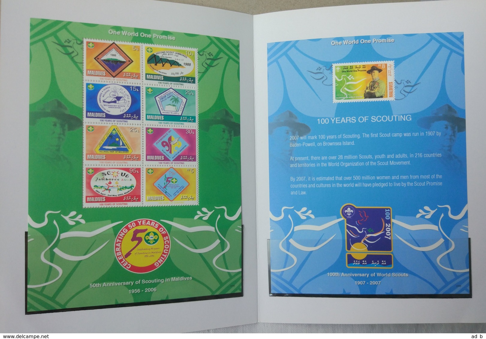 Maldives 2008. Centenary Of Scouting And 50 Years Of Maldivian Scouting. SS + MS In Souvenir Folder. MNH - Maldivas (1965-...)