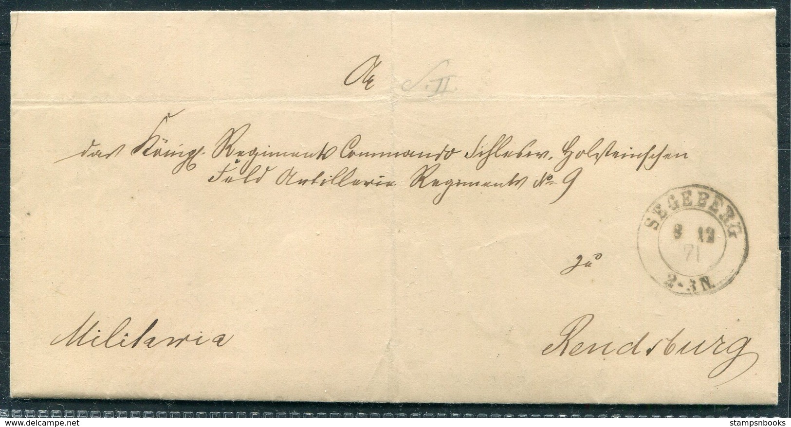 1871 Denmark Segeberg Military Official Freepost Entire - Rendsberg. Schleswig-Holstein - Briefe U. Dokumente