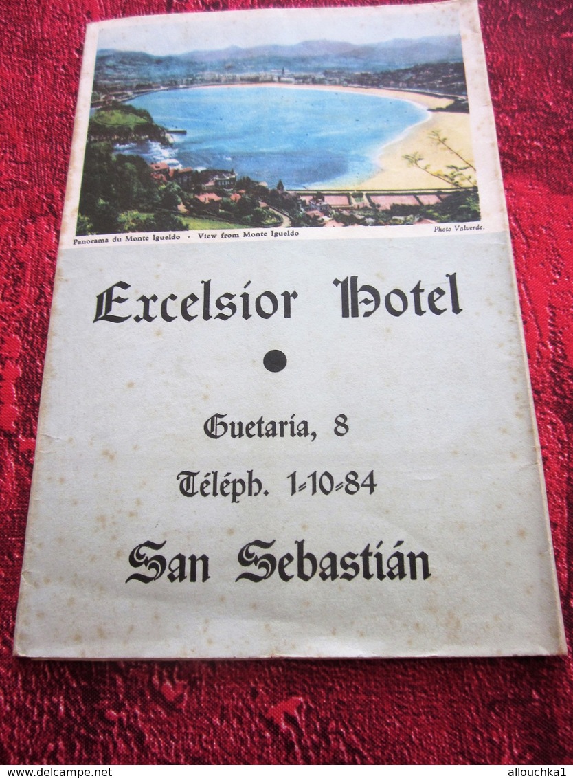 1950 Guía Turística Guía Turística EXCELSIOR HOTEL SAN SEBASTIAN  Dépliant Guide Plans Touristiques - Cuadernillos Turísticos