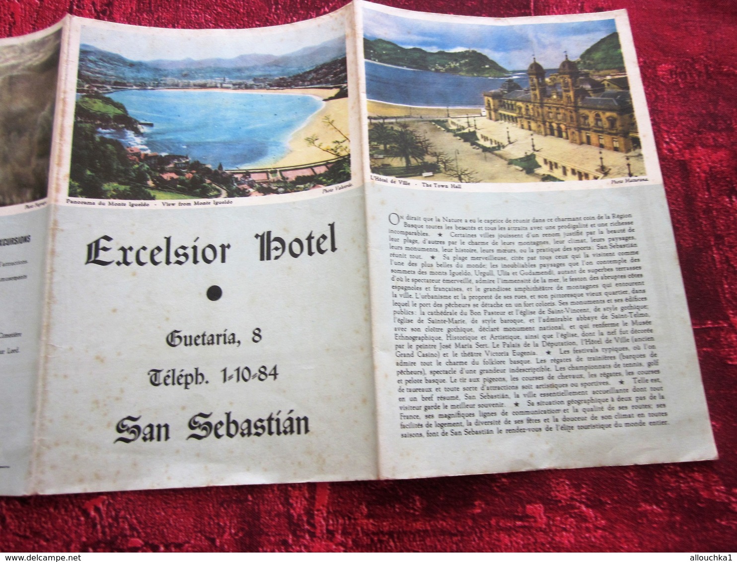 1950 Guía Turística Guía Turística EXCELSIOR HOTEL SAN SEBASTIAN  Dépliant Guide Plans Touristiques - Cuadernillos Turísticos