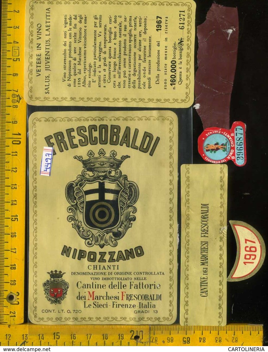 Etichetta Vino Liquore Chianti Nipozzano 1967 Frescobaldi-Le Sieci FI - Sonstige & Ohne Zuordnung