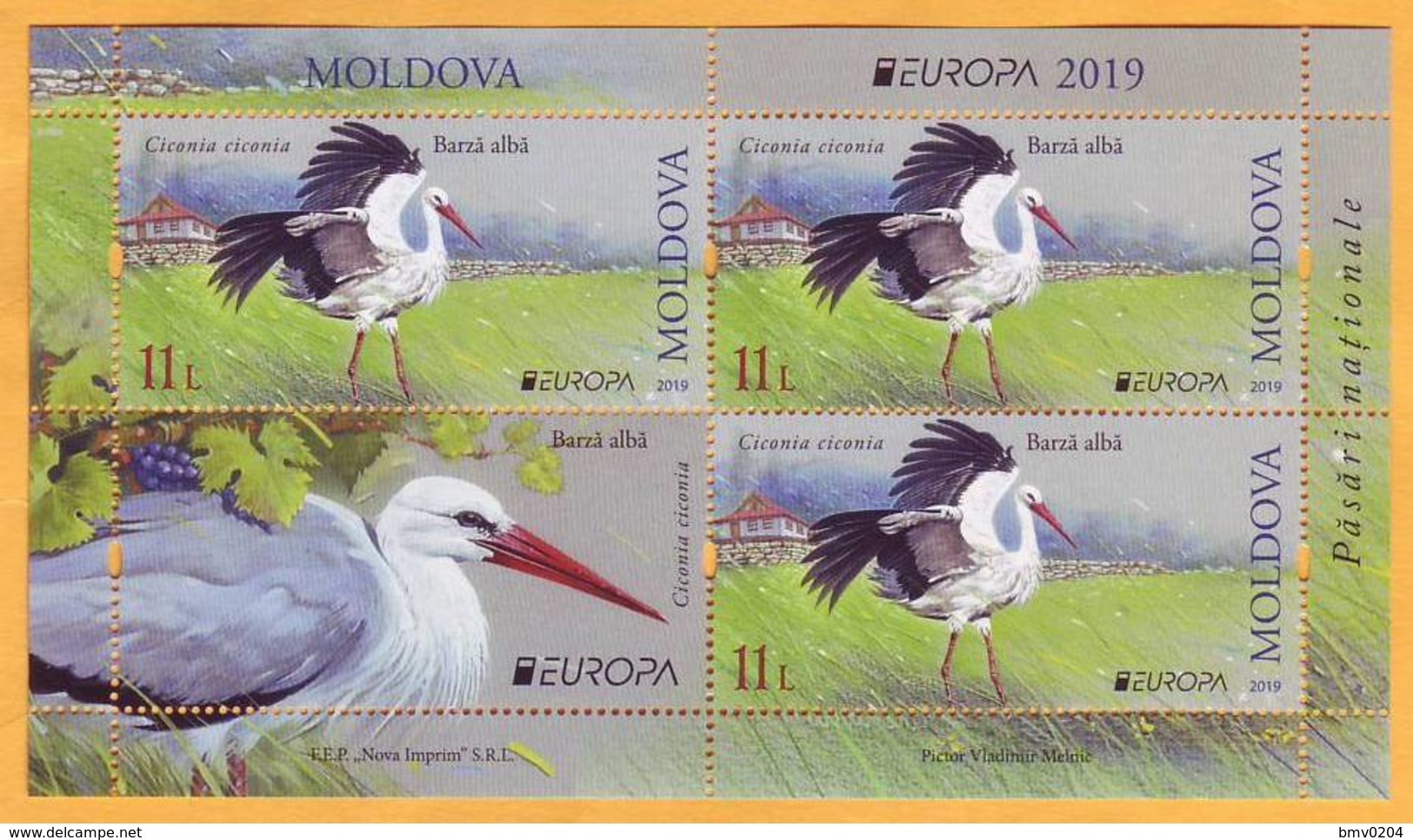 2019 Moldova Moldavie H-blatt  Europa-cept  Fauna, Birds, Storks - Cigognes & échassiers
