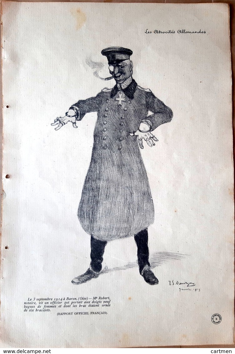 60 BARON  GRANDE GUERRE CARICATURE PROPAGANDE OFFICIER ALLEMAND RECELEUR DE BIJOUX EN OR DOMERGUE PEINTRE 1914/1918 - 1914-18