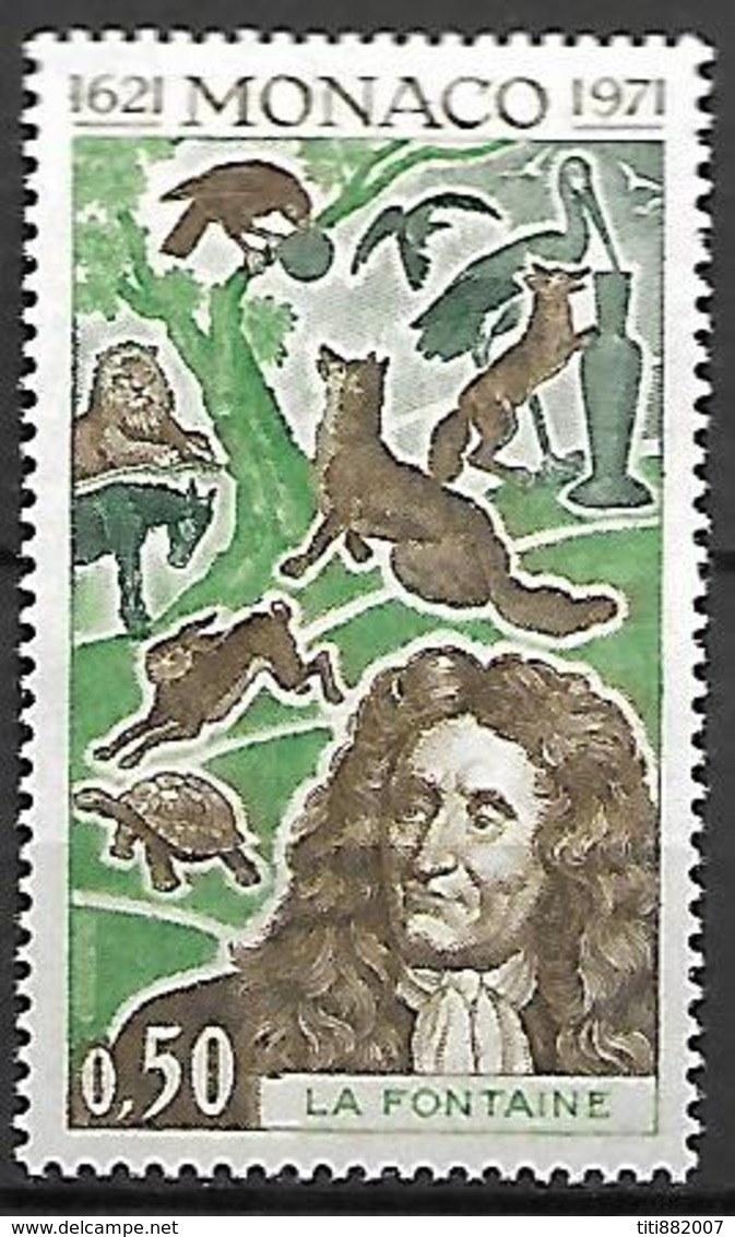 MONACO    -    1972 .   Y&T N° 868 **.    LA FONTAINE   /   Tortue  /  Lièvre  /  Lion  /  Cigogne /  Corbeau .......... - Unused Stamps