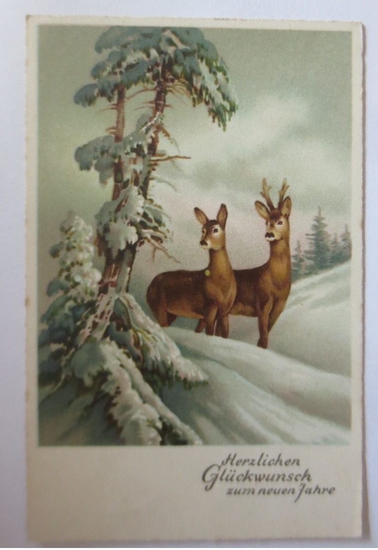 Neujahr, Rehe, Winterlandschaft,   1940  ♥  (4196) - Sonstige & Ohne Zuordnung