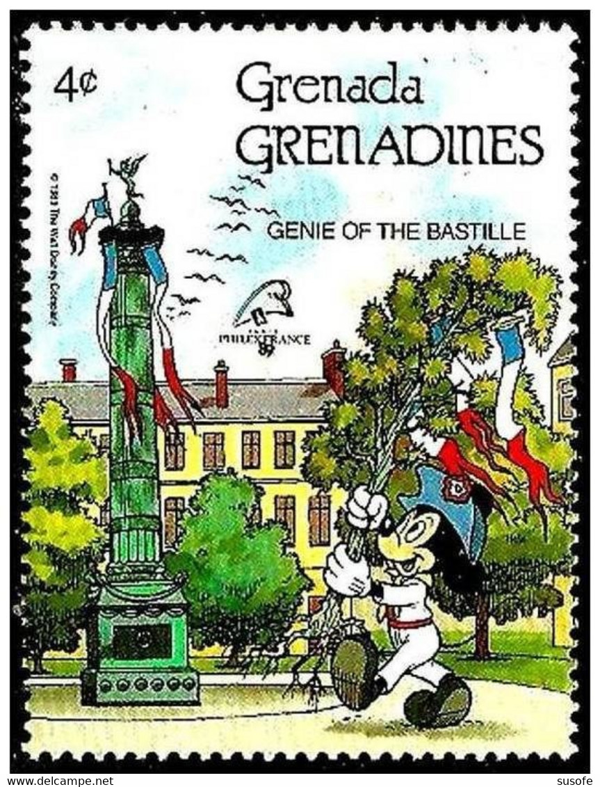 Granada Granadinas 1989 Scott 1060 Sello ** Walt Disney PHILEXFRANCE Paris La Bastilla Genio De La Bastilla Grenadines - Disney