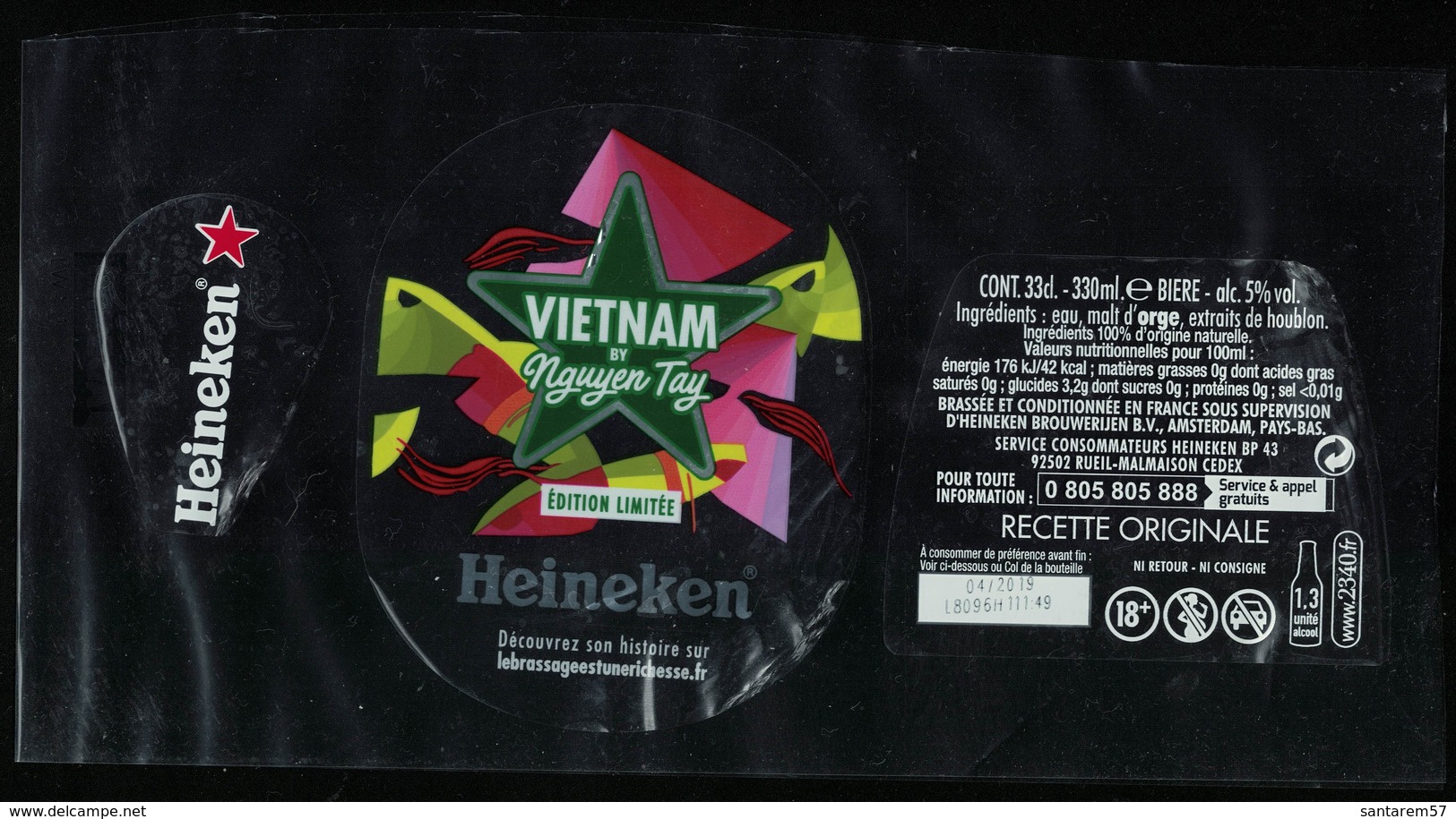 France Lot 3 Étiquettes Bière Beer Labels Bière Heineken Vietnam By Nguyen Tay - Beer