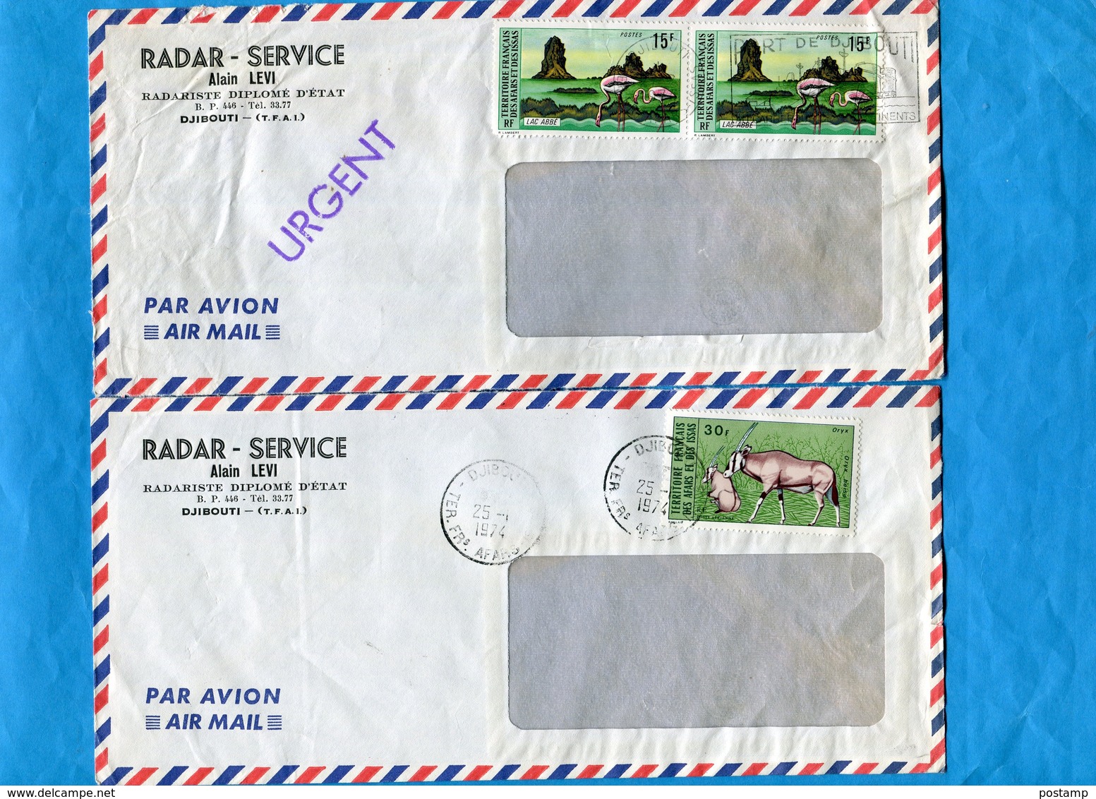 MARCOPHILIE-2  LETTRES- AFARS ET ISSAS- Cad 1973-4 -stampsN°A 80-ORYX+385 Flamands Rose - Covers & Documents