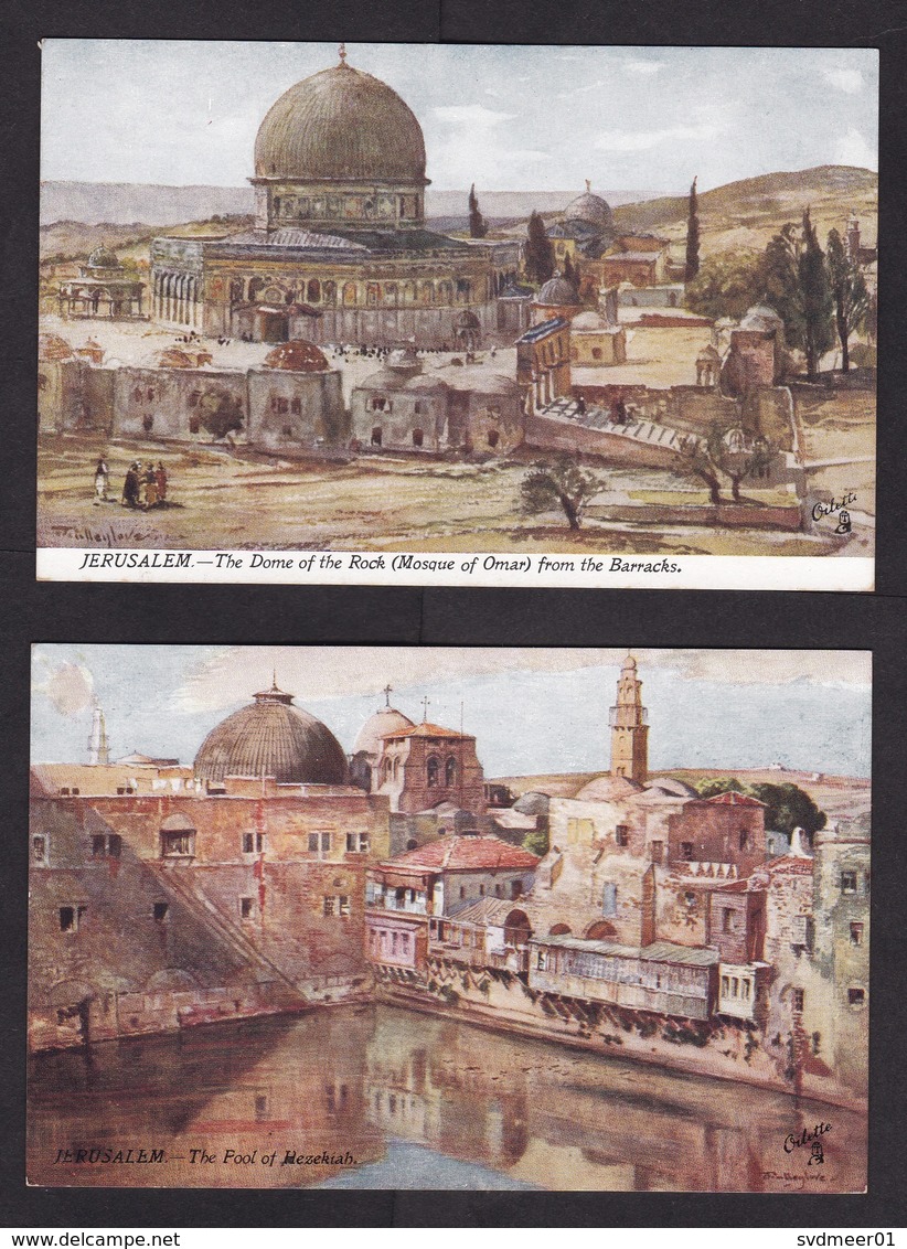 4x PPC Picture Postcard, Holy Land, Jerusalem, Dome Of The Rock, Mosque, Church, Tuck's Post Card (minor Discolouring) - Palästina