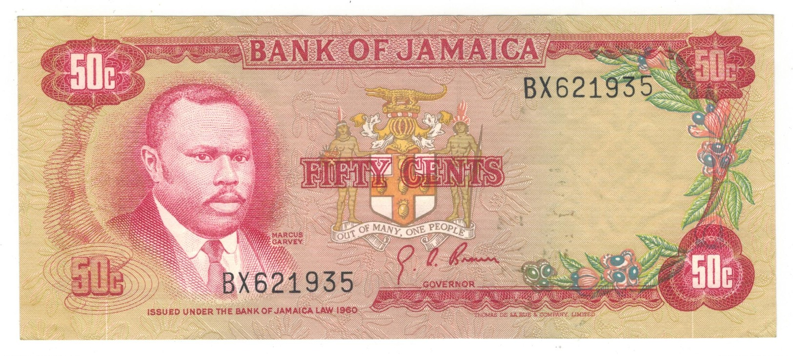 Jamaica 50 Cents 1960s. P-53a , AUNC - Jamaica