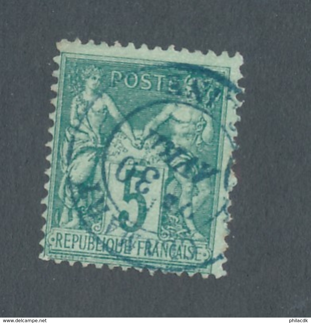 FRANCE - N°YT 75 OBLITERE AVEC CAD BLEU - COTE YT : 10€ - 1876 - 1876-1898 Sage (Type II)