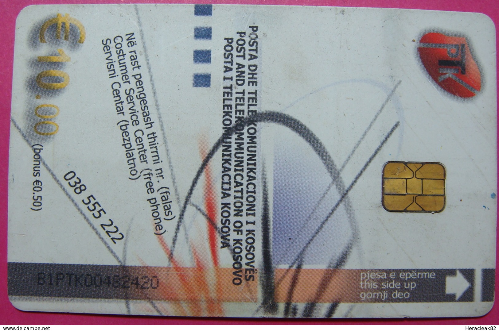 Kosovo CHIP PHONE CARD 10 EURO Operator PTK VALA900.  *GIRL WITH GRAPE* Serial # 00482420 - Kosovo