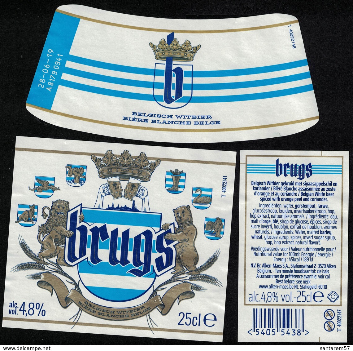 Belgique Lot 3 Étiquettes Bière Beer Labels Brugs Bière Blanche Belge - Bier