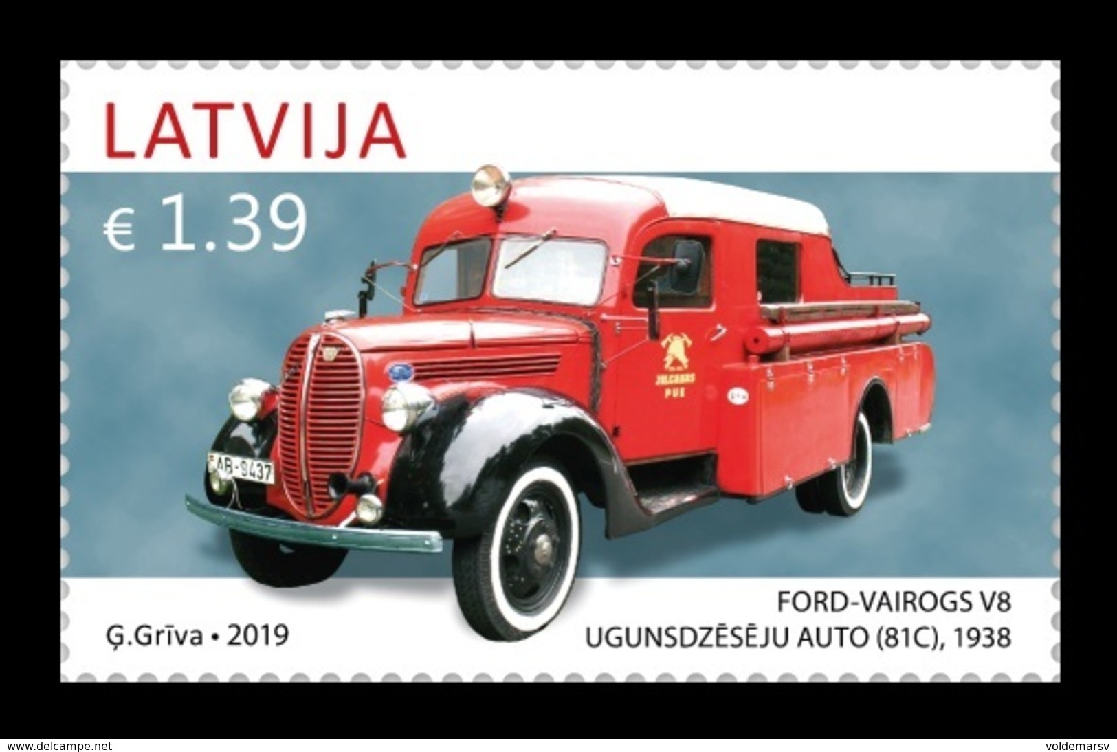 Latvia 2019 Mih. 1075 Automobile. Fire Engine Ford Vairogs MNH ** - Lettland