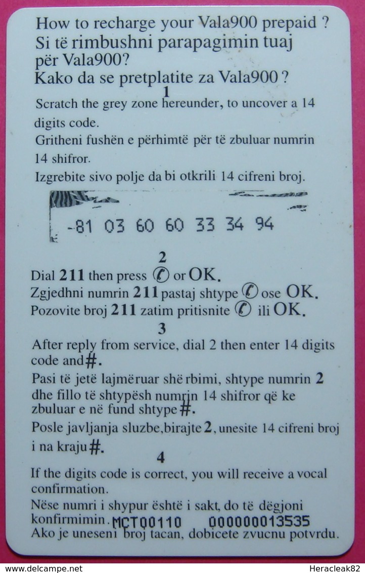Kosovo Prepaid Phonecard, 100 DM. Operator VALA, *Kosovo Map*, VERY RARE, Serial # 81...., Few Remains - Kosovo