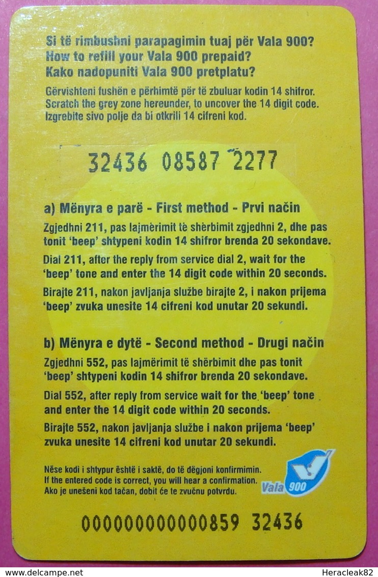 Kosovo Prepaid Phonecard, 5 Euro. Operator VALA, *Girl & Boy Mobiling*, Serial # 3...... - Kosovo