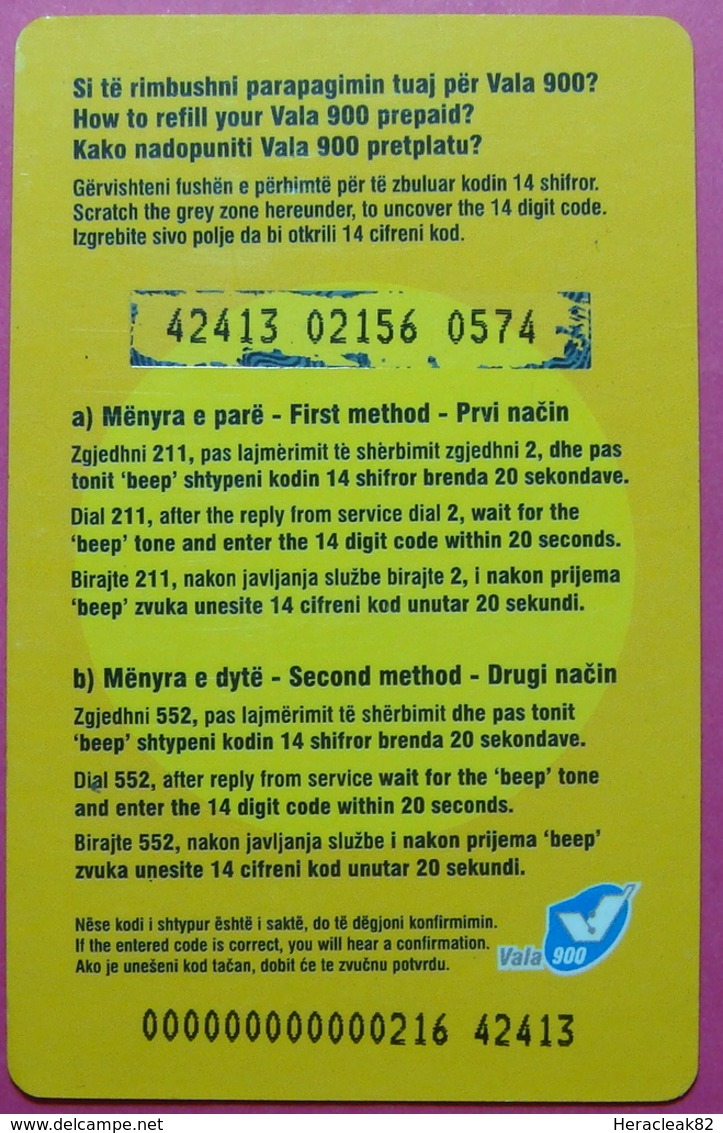 Kosovo Prepaid Phonecard, 5 Euro. Operator VALA, *Girl & Boy Mobiling*, Serial # 4...... - Kosovo