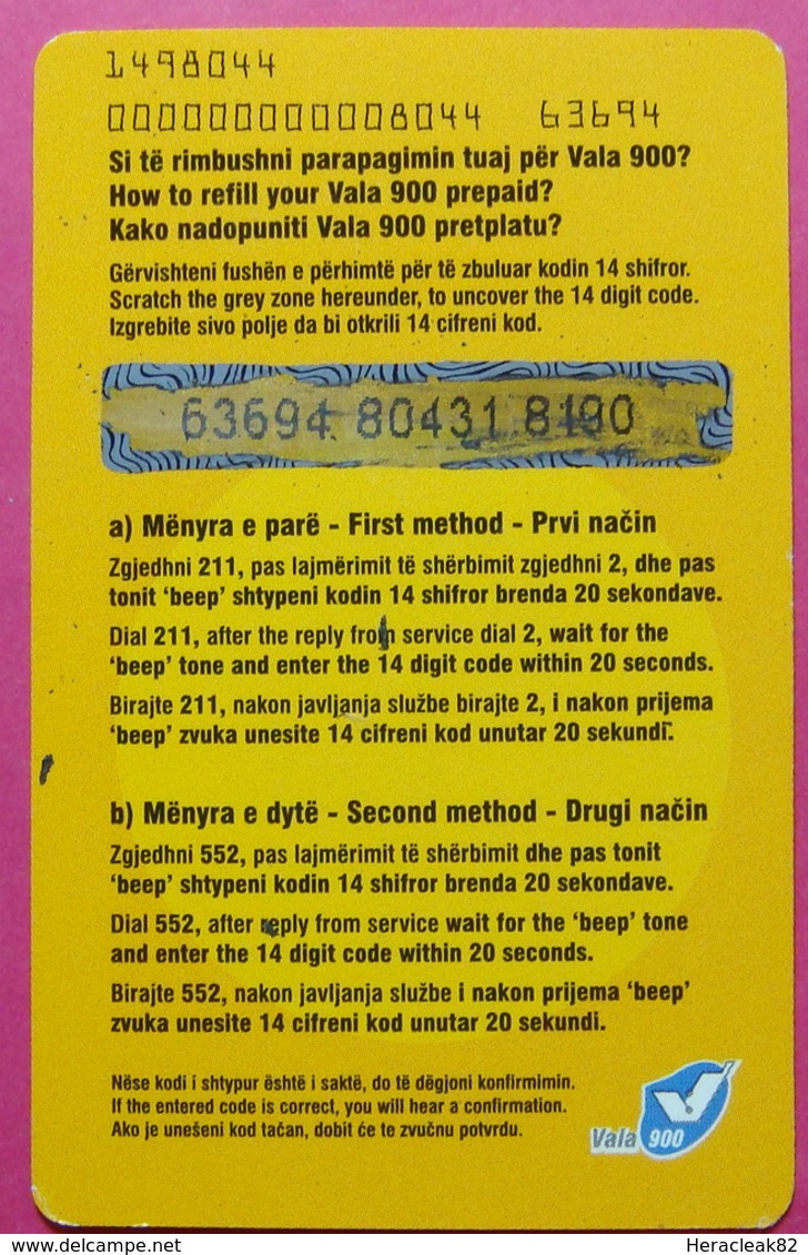 Kosovo Prepaid Phonecard, 5 Euro. Operator VALA, *Girl & Boy Mobiling*, Serial # 6...... - Kosovo