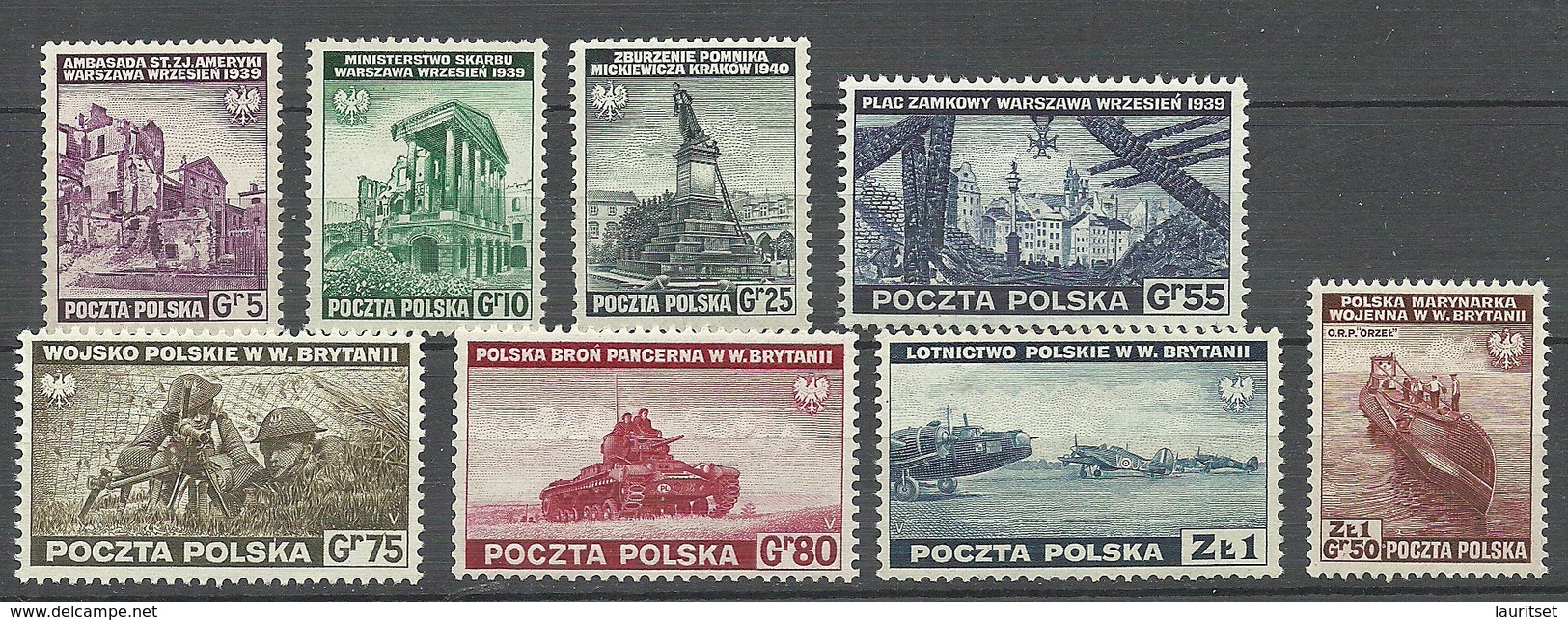 POLEN Poland 1941 Michel 360 - 367 MNH Polnische Exil-Regierung In London - Regering In Londen(Ballingschap)