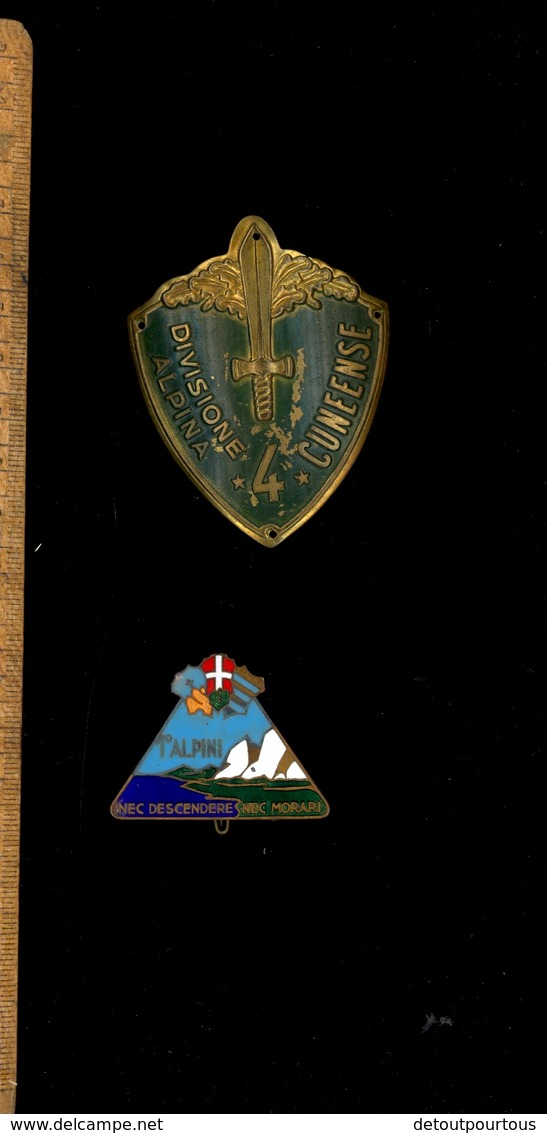 Insigne Militaire Italien 1o Alpini Nec Morari + 4 Divisione Alpina Cuneense / Chasseurs Alpin Italie - Italie