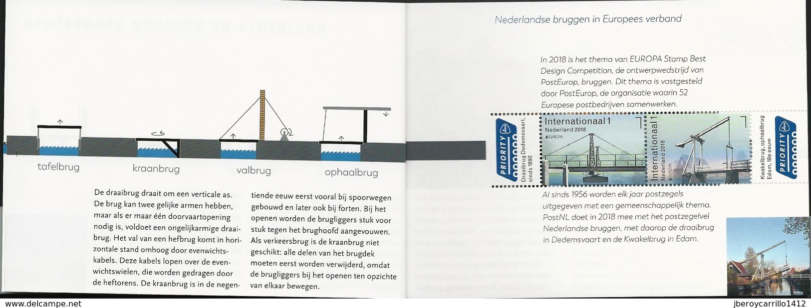 HOLANDA/ NETHERLANDS/ NEDERLAND/ NIEDERLANDE - EUROPA 2018-"PUENTES- BRIDGES - BRÜCKEN -PONTS"- PRESTIGE BOOK - 2018