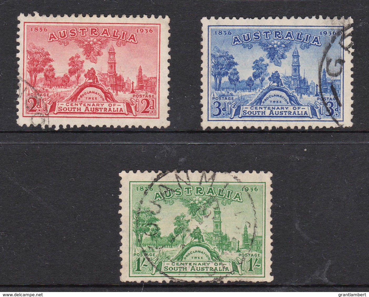 Australia 1936 South Australia Centenary Set Of 3 Used - - Used Stamps