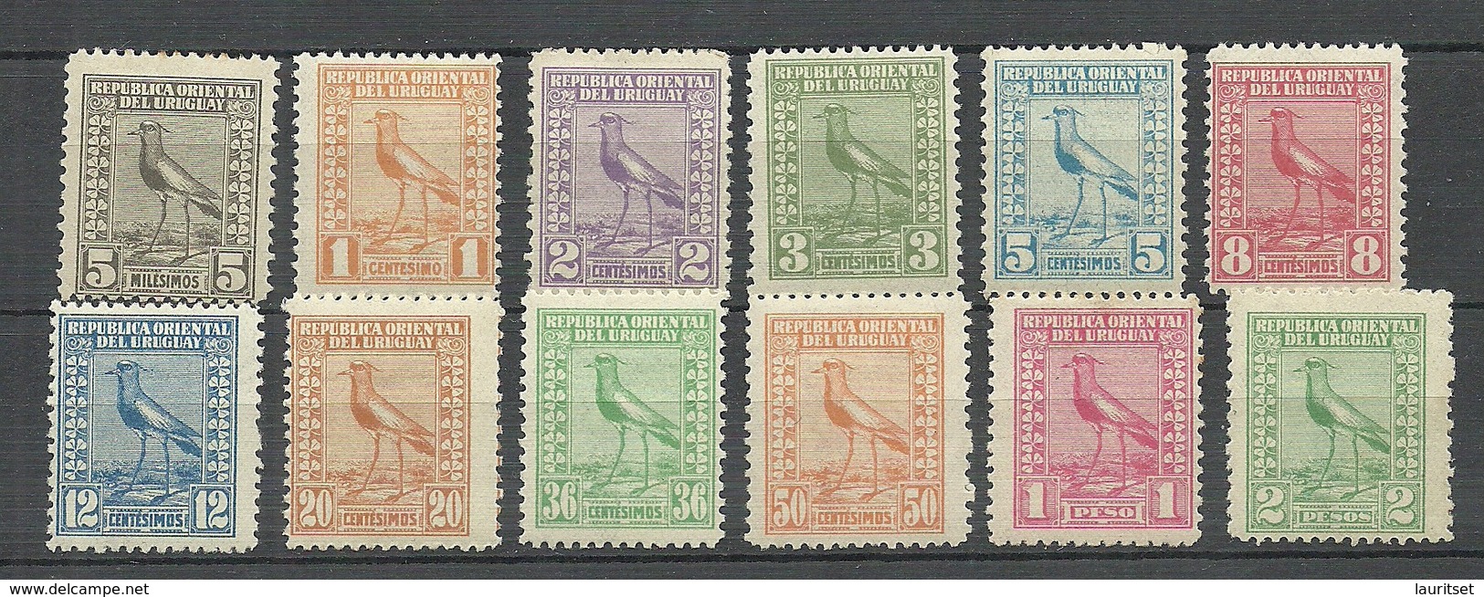 URUGUAY 1923 Michel 267 - 278 Kiebitz * 2 Stamps Are Signed - Uruguay