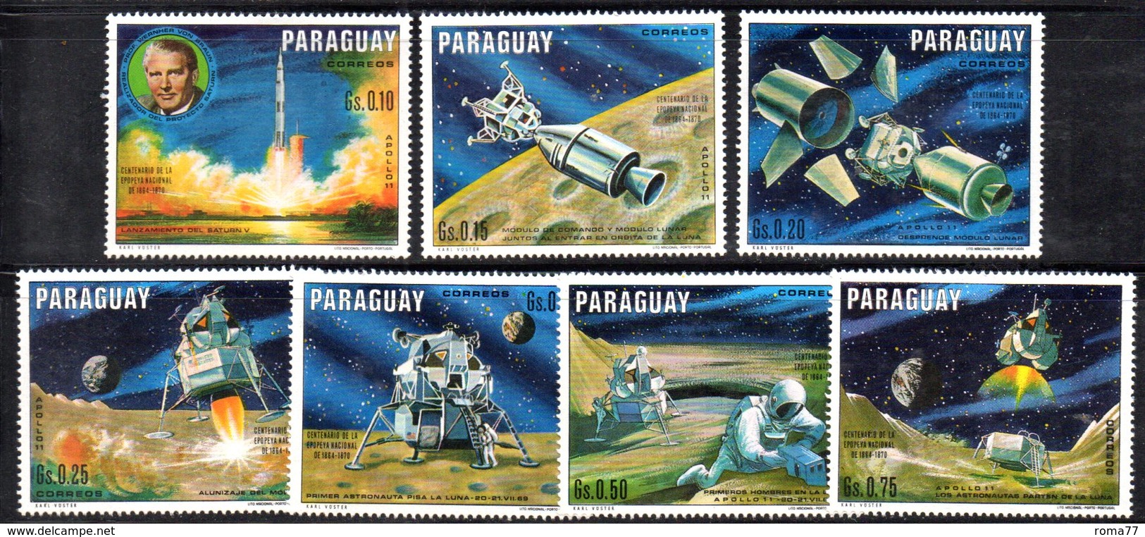 Z1069 - PARAGUAY ,  Serie Con Gomma Integra ***  MNH  (2380A) . APOLLO11 - Paraguay