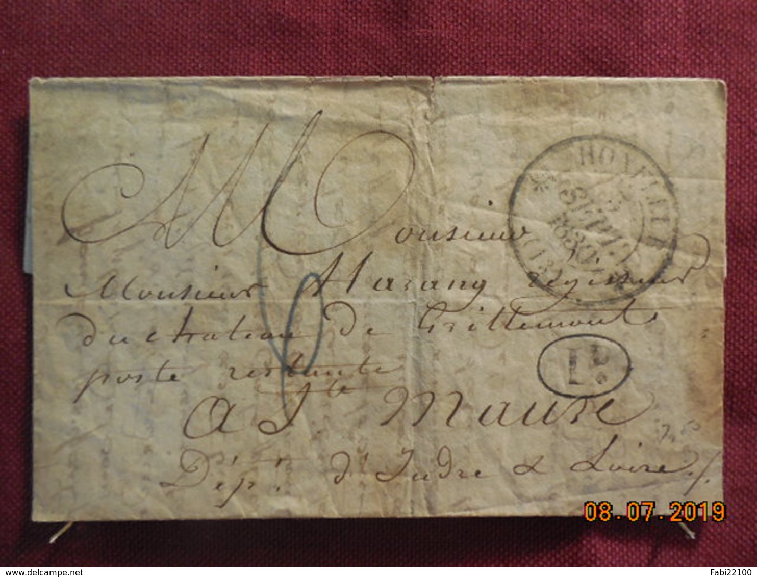 Lettre De 1830 De Honfleur à Destination De Ste Maure - 1801-1848: Précurseurs XIX