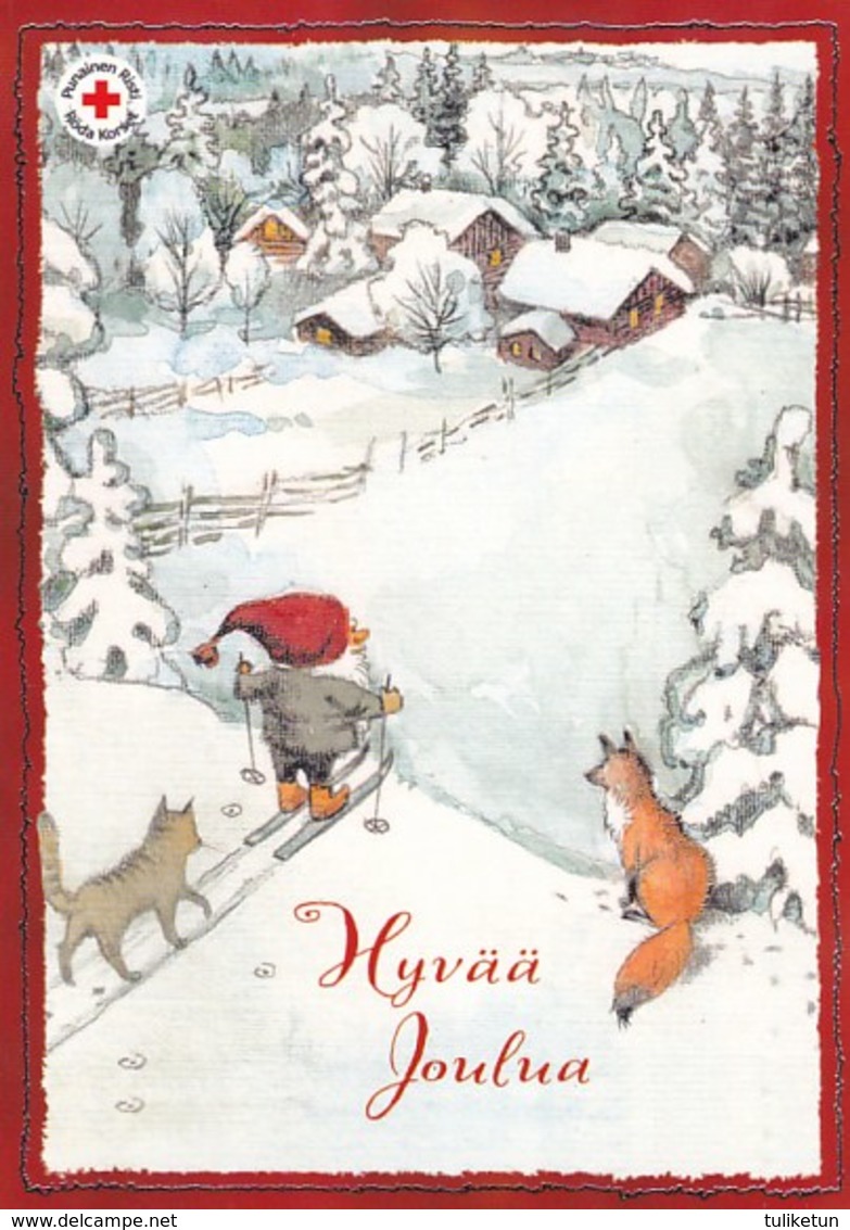 Postal Stationery - Birds - Bullfinches - Elf Skiing With Dog - Fox Sitting - Red Cross - Suomi Finland - Postage Paid - Interi Postali