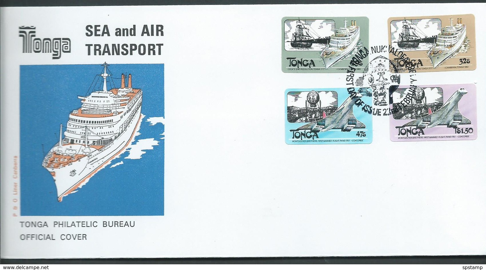 Tonga 1983 Transport Ship & Plane Self Adhesive Set 4 On FDC Official Unaddressed - Tonga (1970-...)