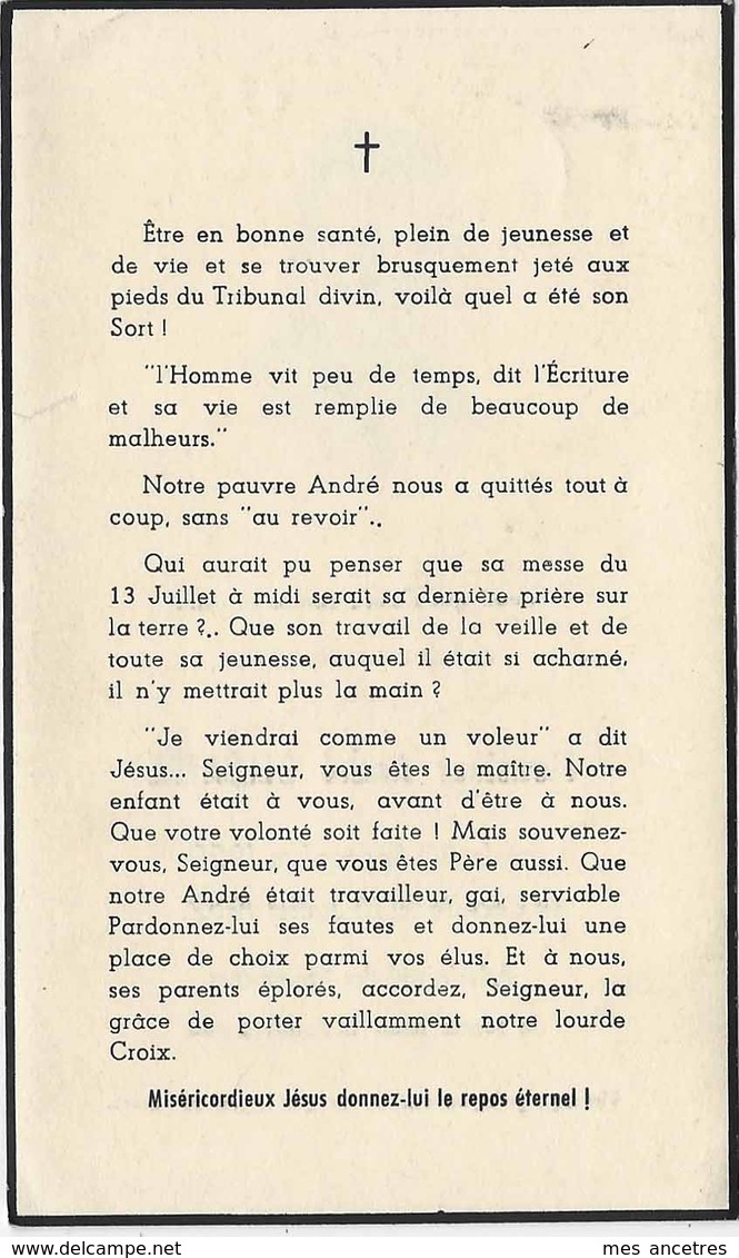 En 1952  (59) Photo André DELBAERE Né 1929 - Décès