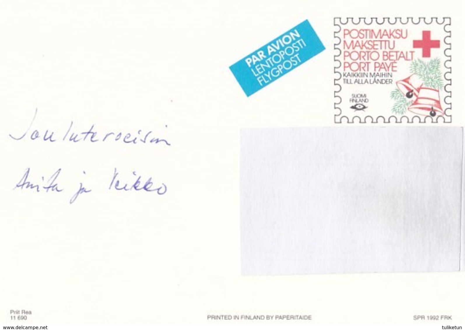 Postal Stationery - Birds - Bullfinches - Santa Claus With Reindeer - Red Cross 1992 - Suomi Finland - Postage Paid - Interi Postali