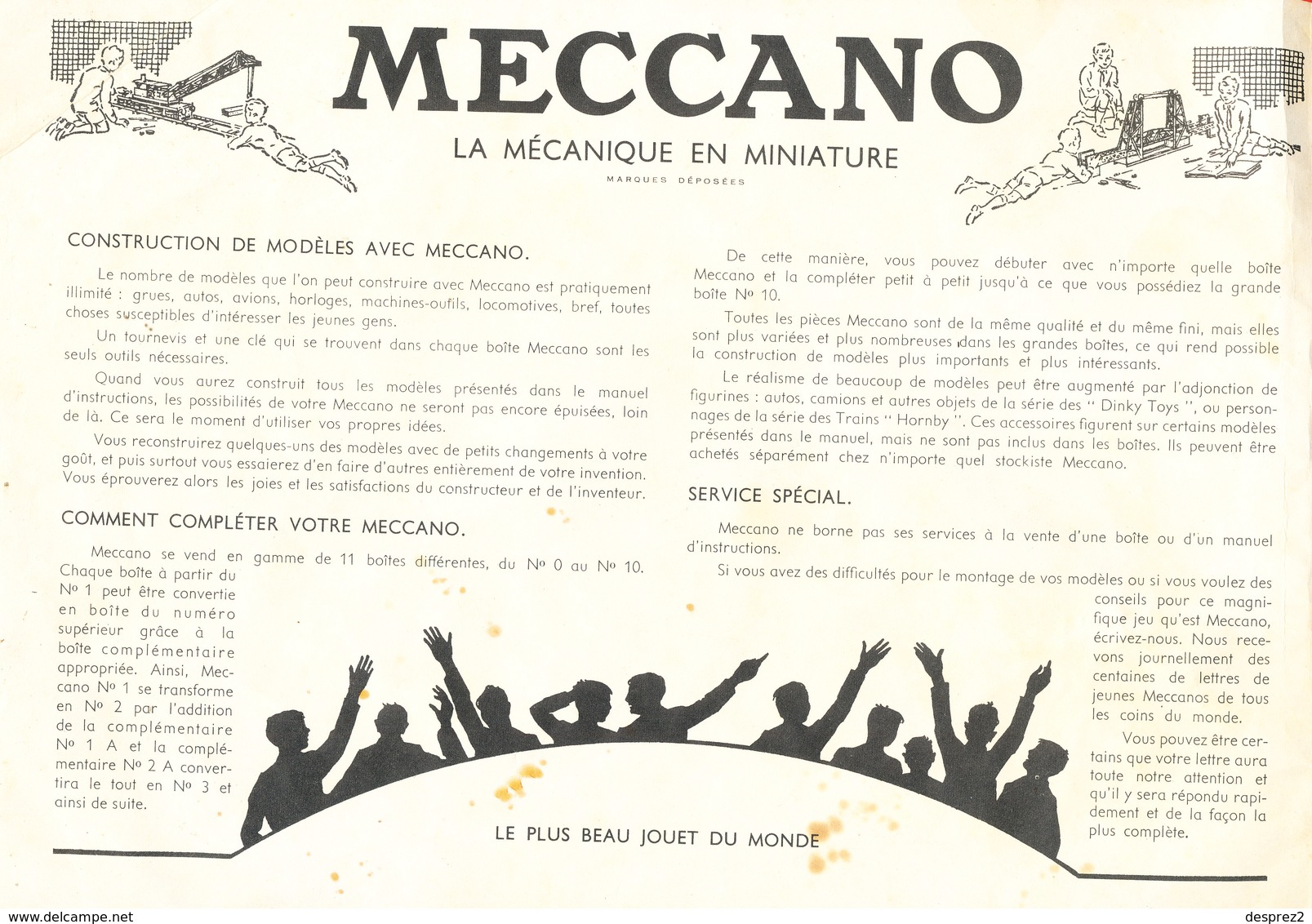 MECANO Plans Techniques Manuel D ' Instruction N ° 2 Complet * 15 Feuillets * Format 29 Cm X 20.5 Cm - Other Plans