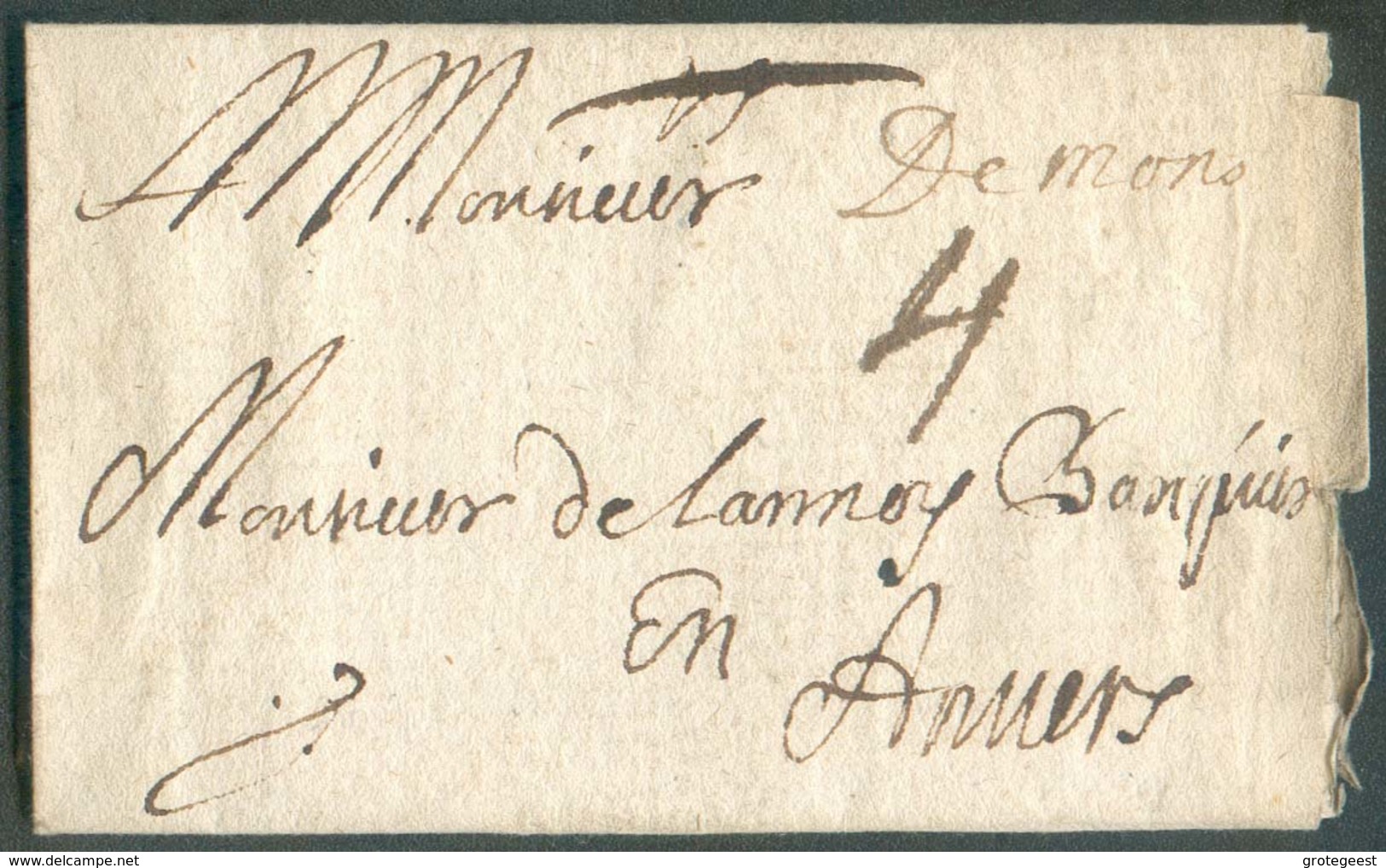 LAC (manuscrit) De Mons Le 18 Décembre 1703 Vers Anvers; Port De '4'. - TB - 14349 - 1621-1713 (Spanish Netherlands)