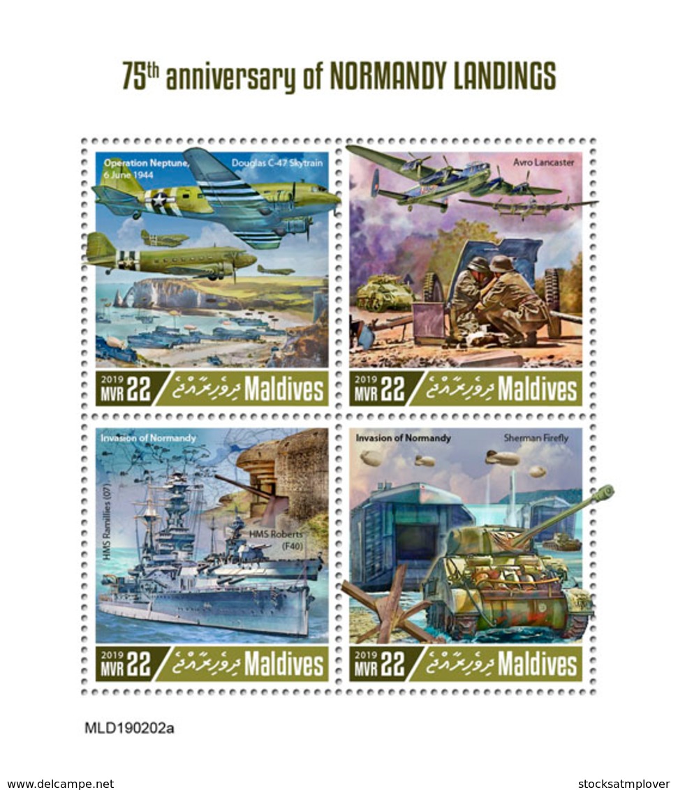 Maldives  2019   Normandy Landings  , World War II   S201904 - Maldiven (1965-...)