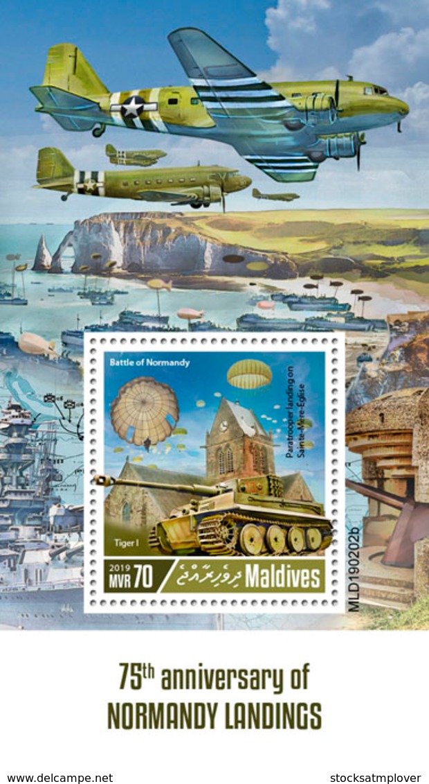 Maldives  2019   Normandy Landings  , World War II   S201904 - Maldives (1965-...)