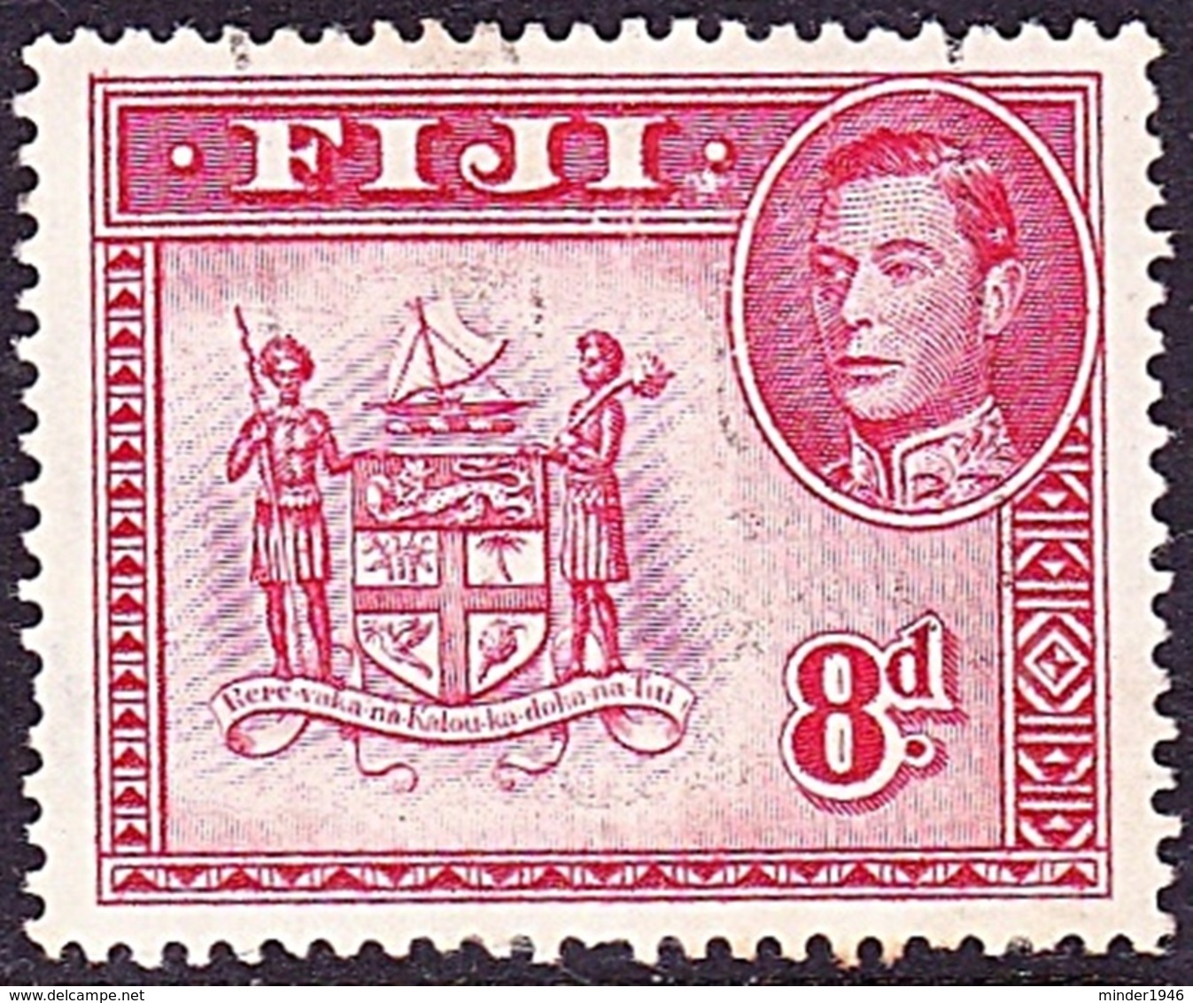 FIJI 1948 KGVI 8d Carmine SG261c FU - Fiji (...-1970)