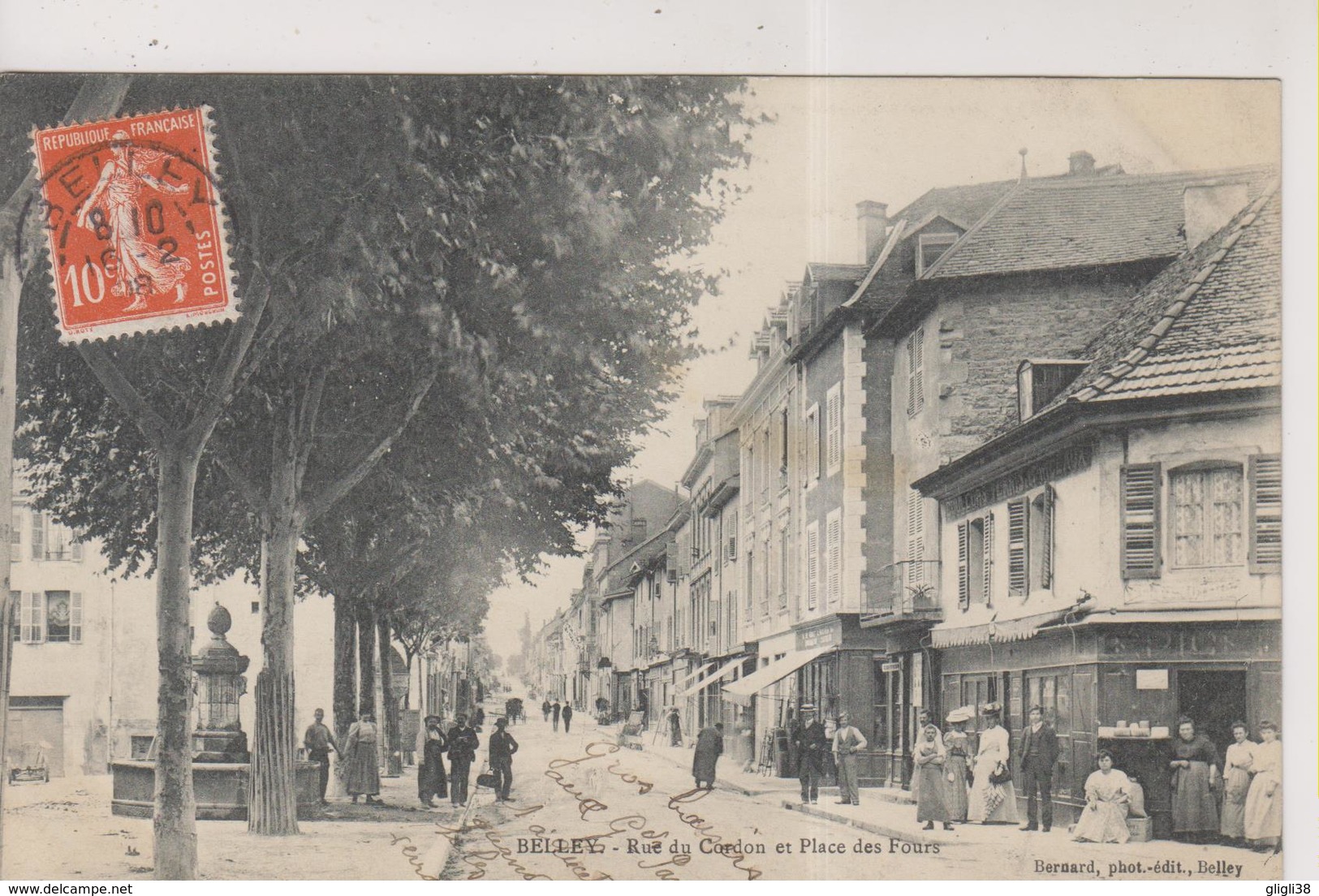 CPA-01-Ain- BELLEY- Rue Du Cordon Et Place Des Fours- - Other & Unclassified