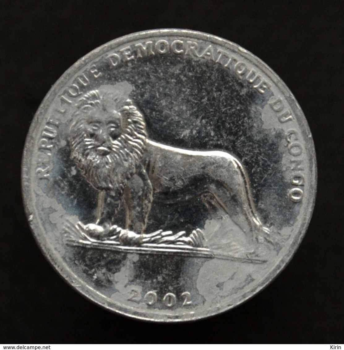 Congo 25 Centimes 2002, Km83, Animal Coin - African Wild Dog, Lion - Congo (République Démocratique 1998)