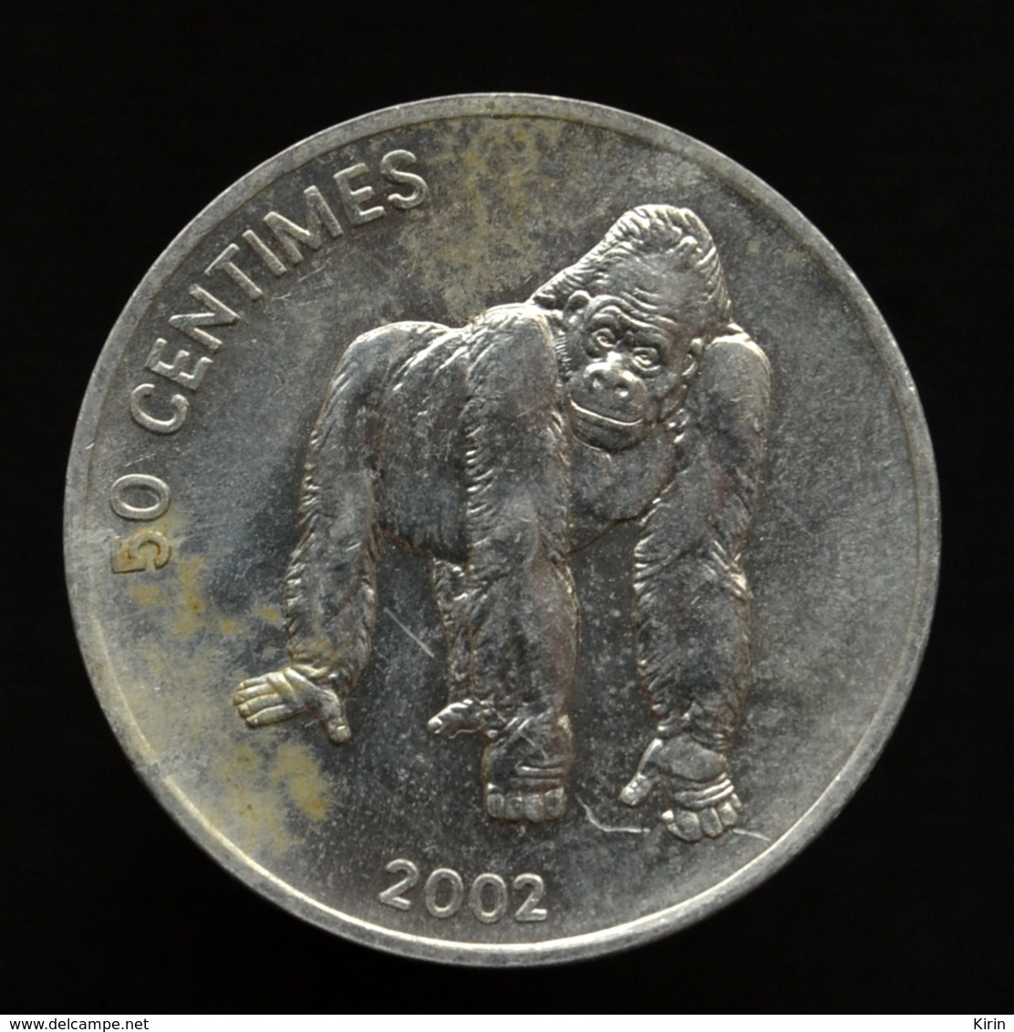 Congo 50 Centimes 2002, Km79, Animal Coin - African Gorilla, Lion - Congo (República Democrática 1998)