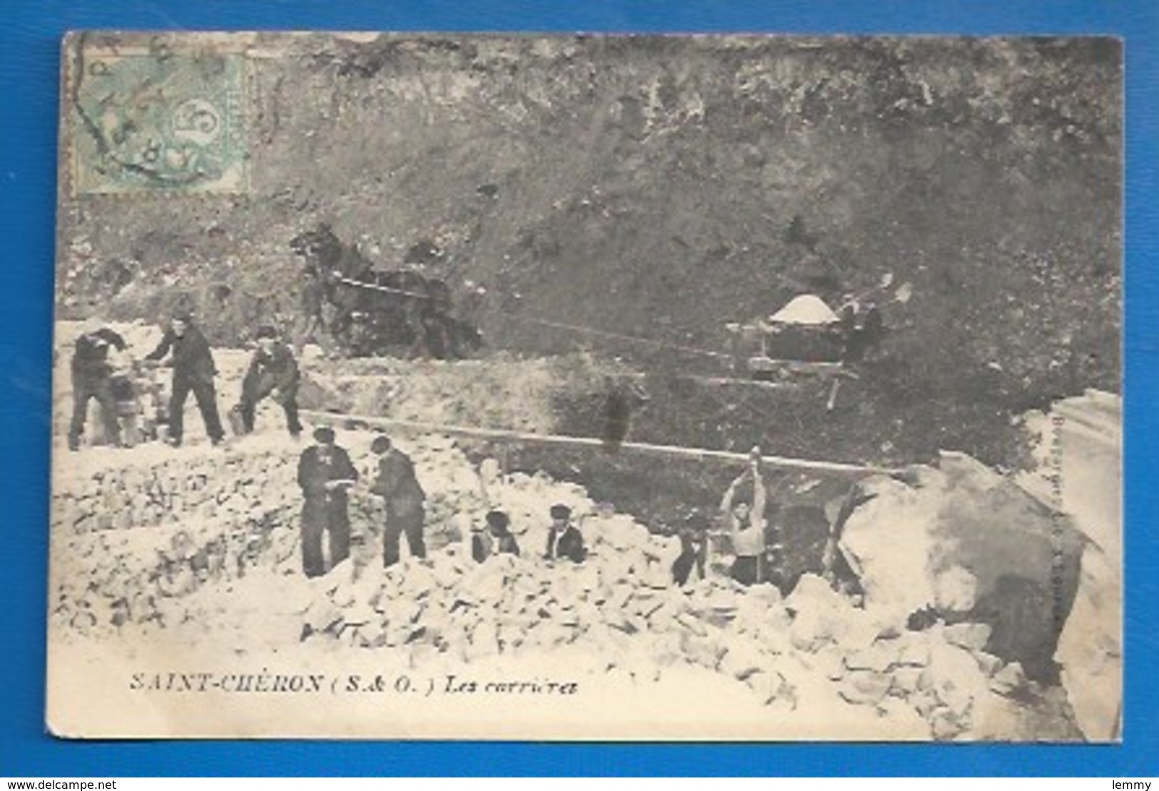 91 - SAINT-CHÉRON -  TRAVAIL DANS LES CARRIÈRES - 1906 - Saint Cheron