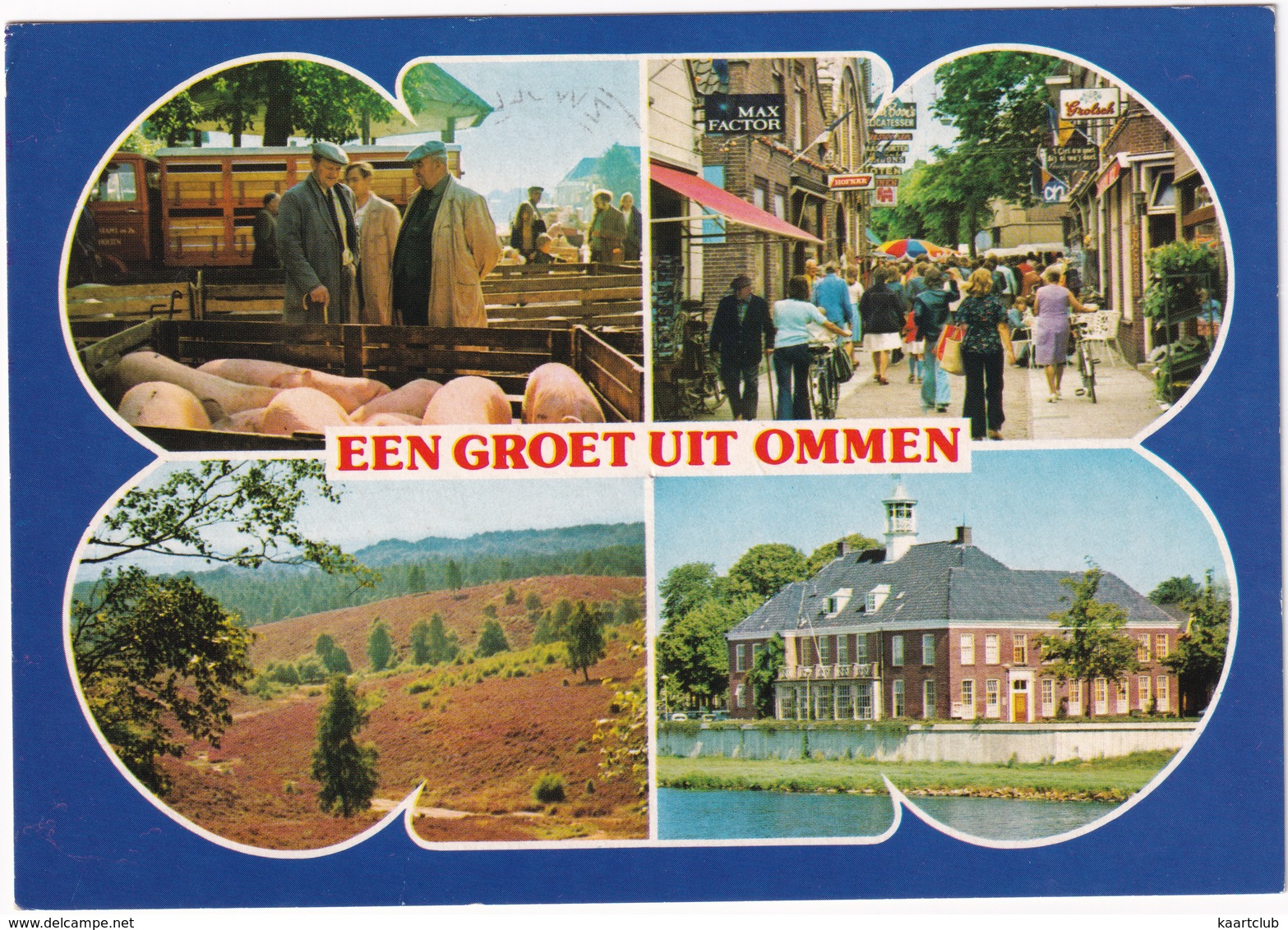 Een Groet Uit Ommen - Varkensmarkt, Boeren, Winkelstraat, Grand-Café Aan De Vecht  - (Overijssel) - Ommen