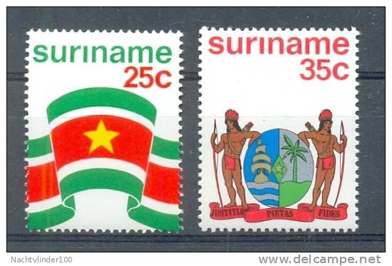 Mz0017 VLAG EN WAPEN FLAG BANNER AND WEAPON SURINAME 1976 PF/MNH  VANAF1EURO - Suriname